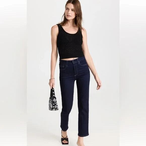 Le Jean Sabine Ankle Straight Jeans High Rise Dark Wash Blue Size 25 - Picture 1 of 13